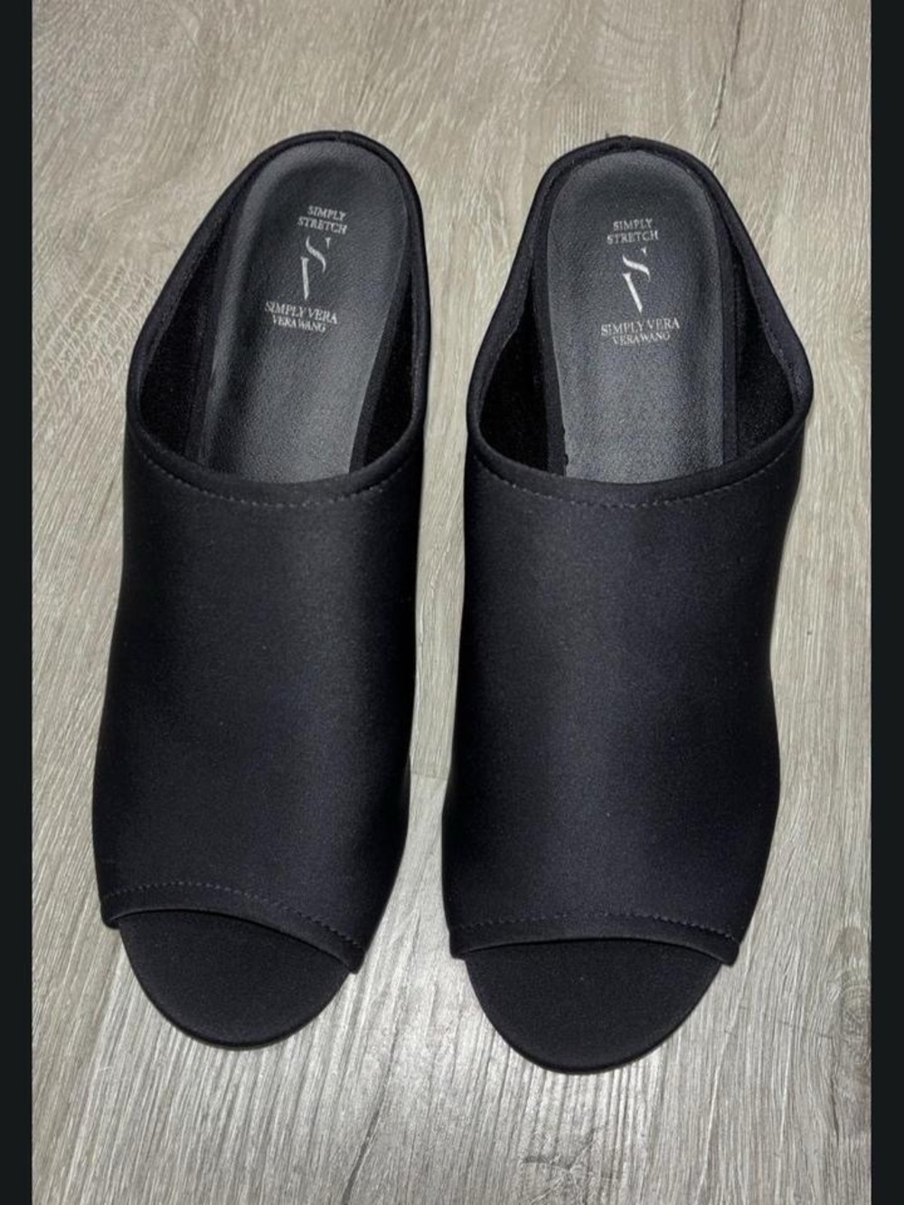 Simply Vera Vera Wang Black Open-Toe Slide Mules with Stretch Upper